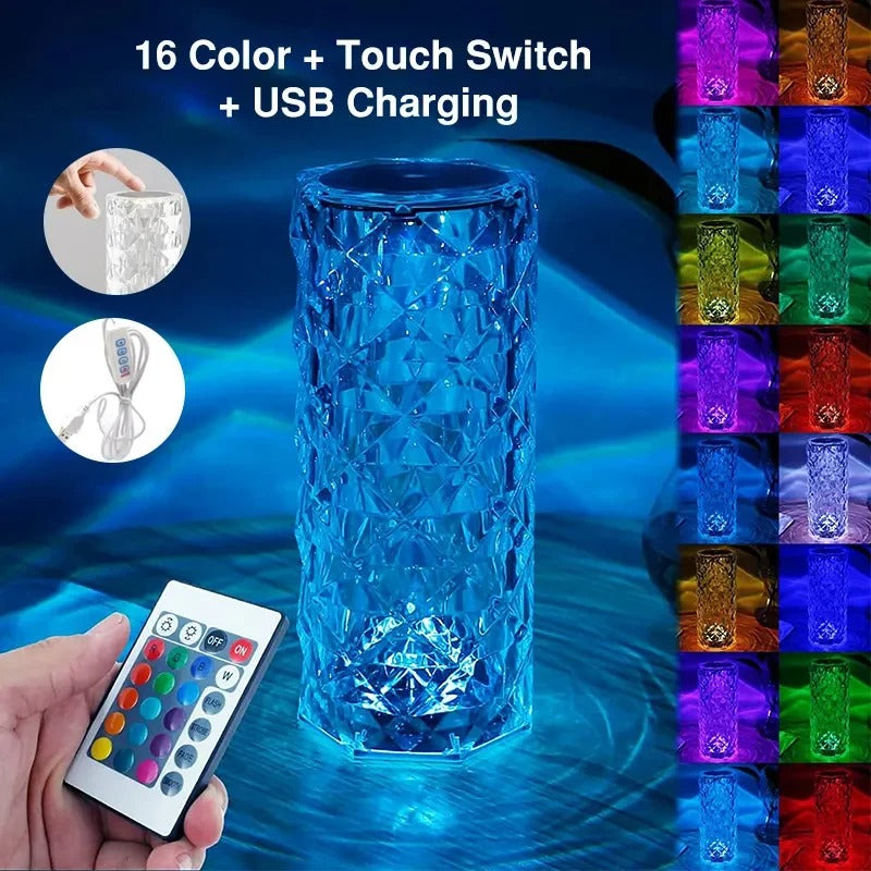 Crystal Diamond Lamp - 16 Color Rechargable, Touch&Remote